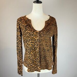 NWT Anthropologie Pilcro Shirt Women's Size M Leopard Print